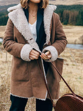 Women's Coats Lapel Long Sleeve Pocket Plush Coats