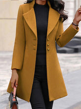 Women's Coats Lapel Solid Slim Mid-Length Woolen Coat