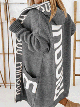 Women's Coats Letter Print Pocket Hooded Sweater Coat