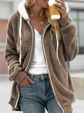 Women's Coats Loose Plush Zipper Hooded Coat