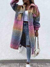 Women's Coats Multicolor Lapel Pocket Breasted Plaid Trench Coat