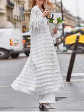 Women's Coats Multilayer Fringed Long Sleeve Cardigan Coat