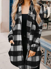 Women's Coats Plaid Button Mid-Length Long Sleeve Coat
