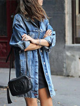 Women's Coats Ripped Button Long Sleeve Denim Shirt Coat