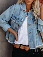 Women's Coats Short Loose Tassel Hem Denim Coat