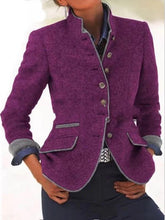 Women's Coats Slim Button Long Sleeve Woolen Coat