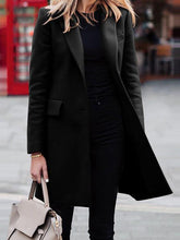 Women's Coats Solid Lapel Mid-Length Woolen Coat