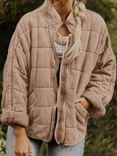 Women's Coats Zipper Pocket Long Sleeve Stand Collar Cotton Coat