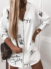 Women's Hoodies Letter Print Zip Long Sleeve Pocket Hoodie Coats