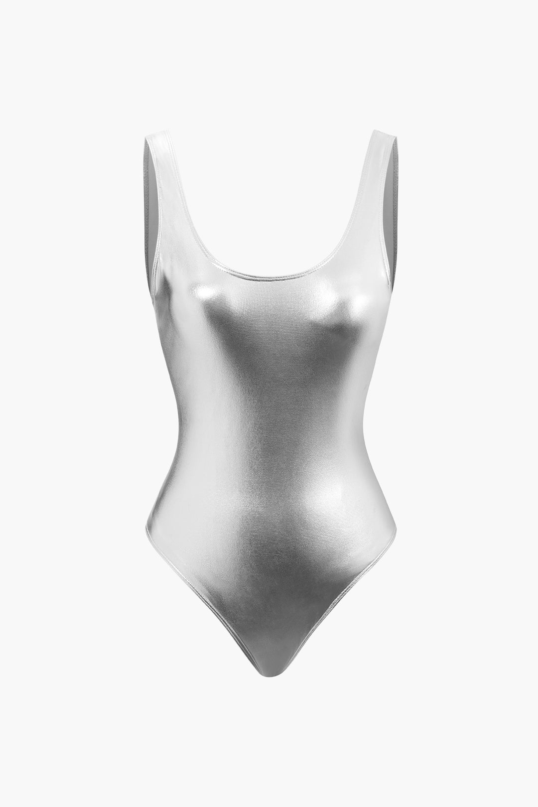 Metallic Round Neck One-piece Swimsuit