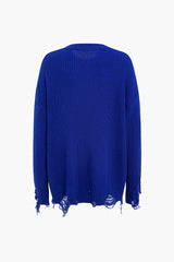 Oversized Distressed Pullover Long Sleeve Sweater