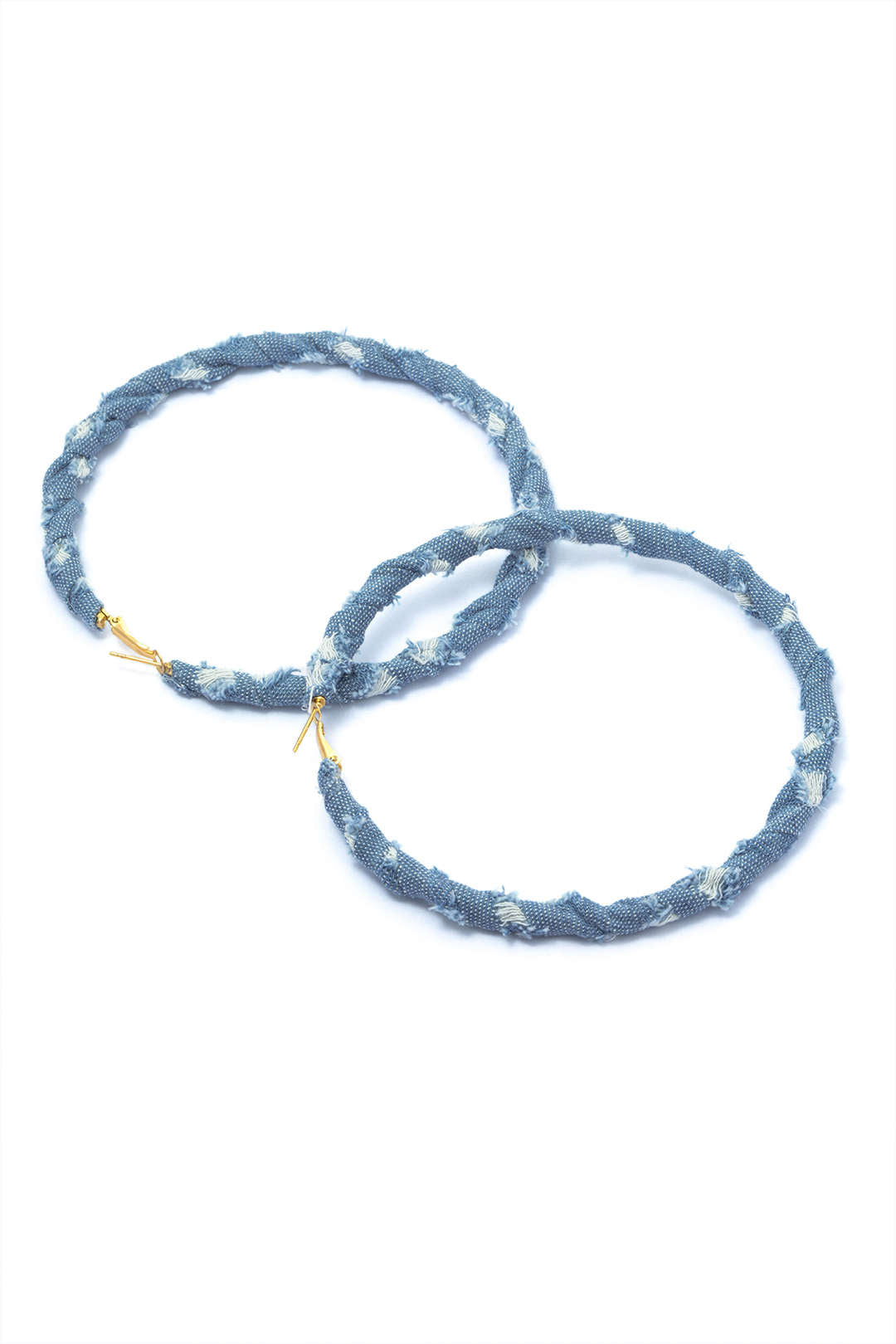 Distressed Denim Hoop Earrings