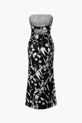 Geometric Print Strapless Maxi Dress