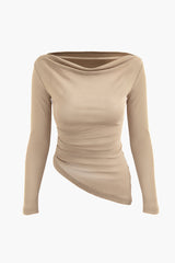 Asymmetrical Ruched Long Sleeve Top