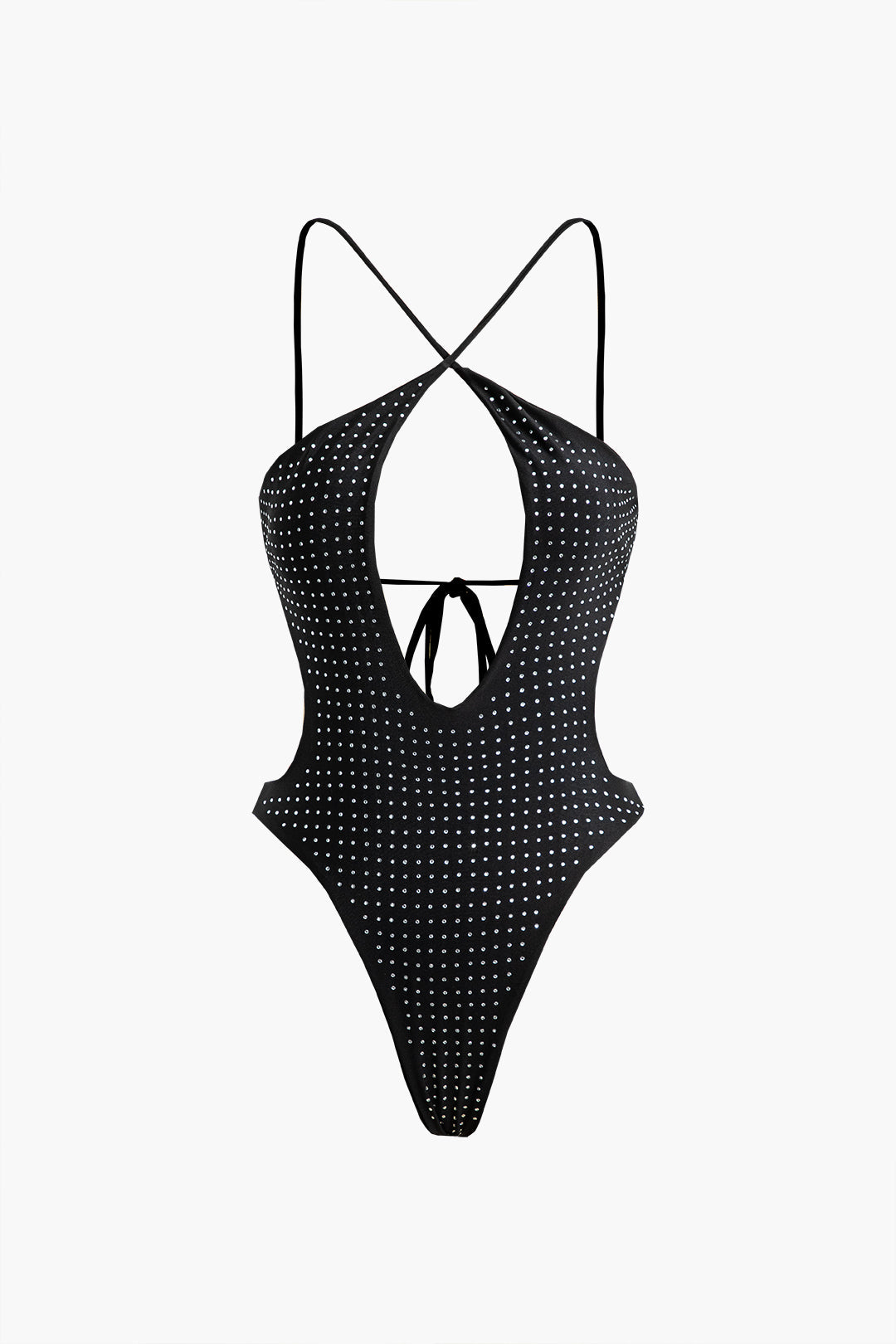 Rhinestone Embellished Tie Back One-Piece Swimsuit