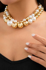 Faux Pearl Beaded Layered Necklace