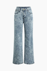 Frayed Destroyed Wide Leg Jeans