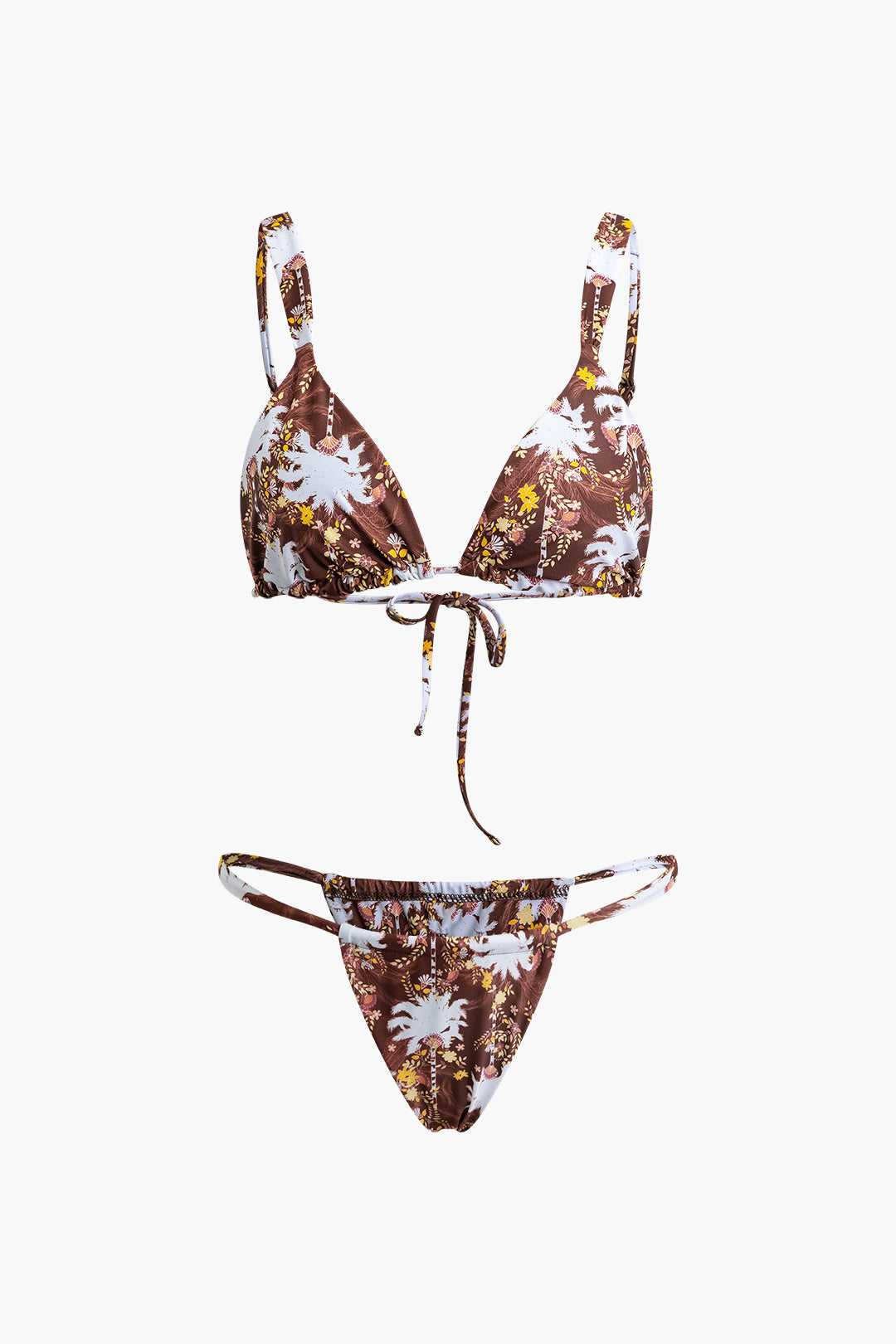 Floral Print Back Tie Bikini Set
