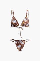 Floral Print Back Tie Bikini Set