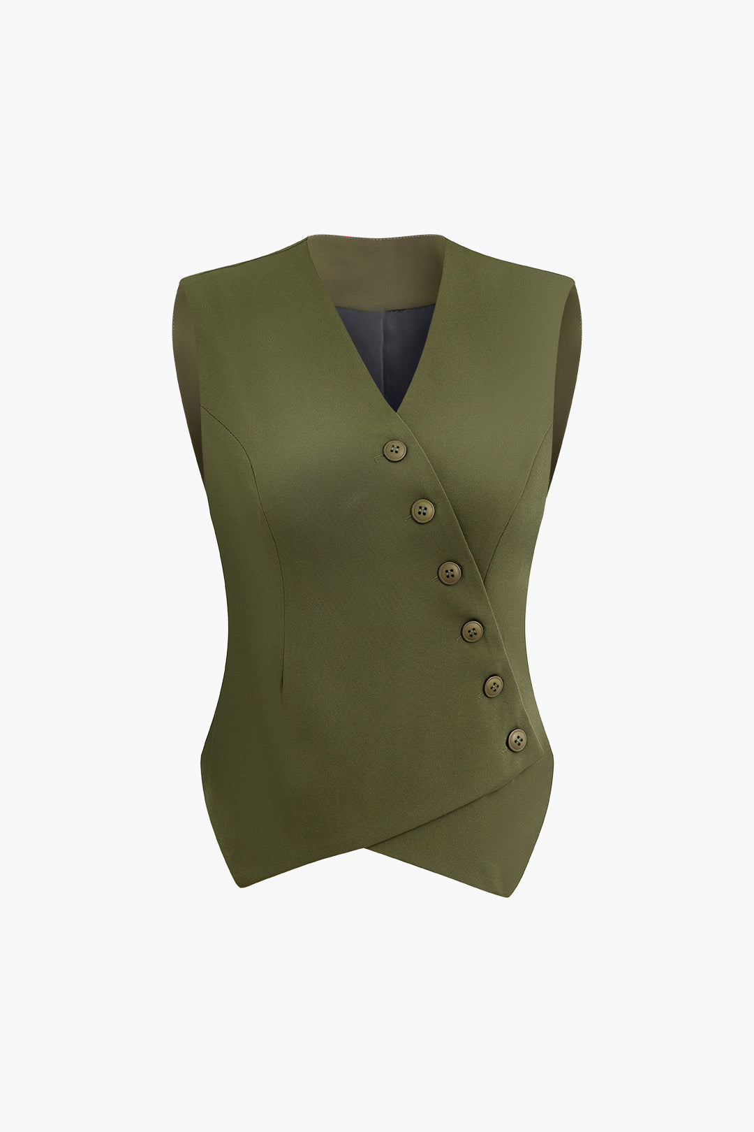 Asymmetric Button V-neck Waistcoat