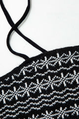 Snowflake Pattern Zip Up Fringe Hem Cami Top