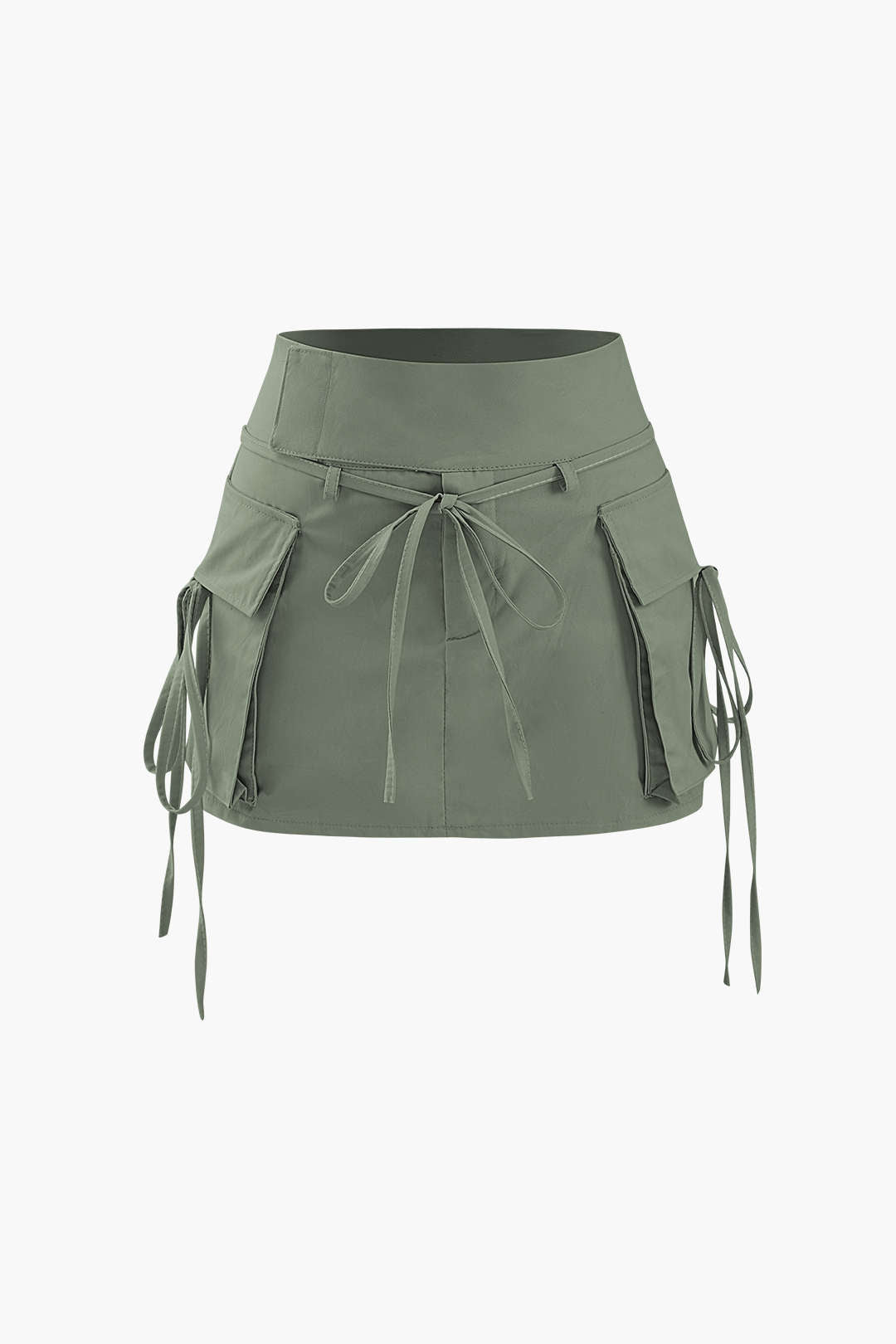 Low Rise Tie Cargo Mini Skirt