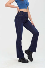 High Waisted Raw Hem Flare Leg Jeans