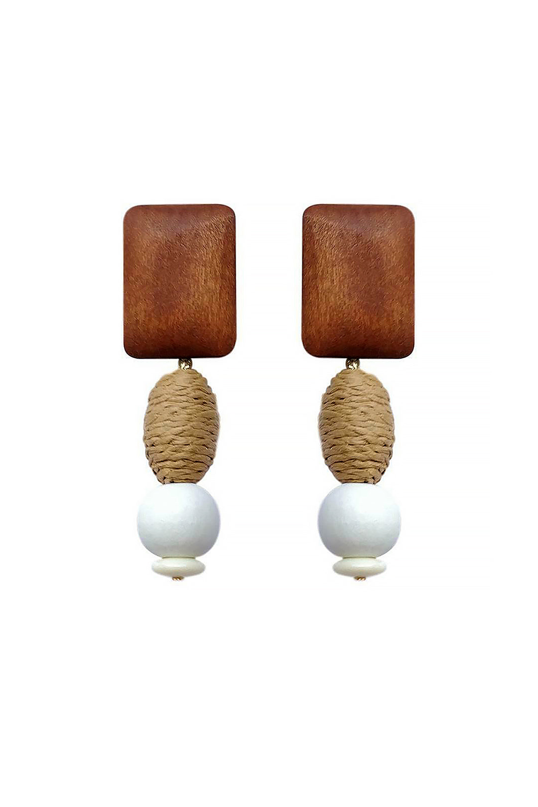 Wood Geometric Drop Earrings