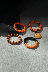Set Of 4-pcs Pumpkin Beaded Ring