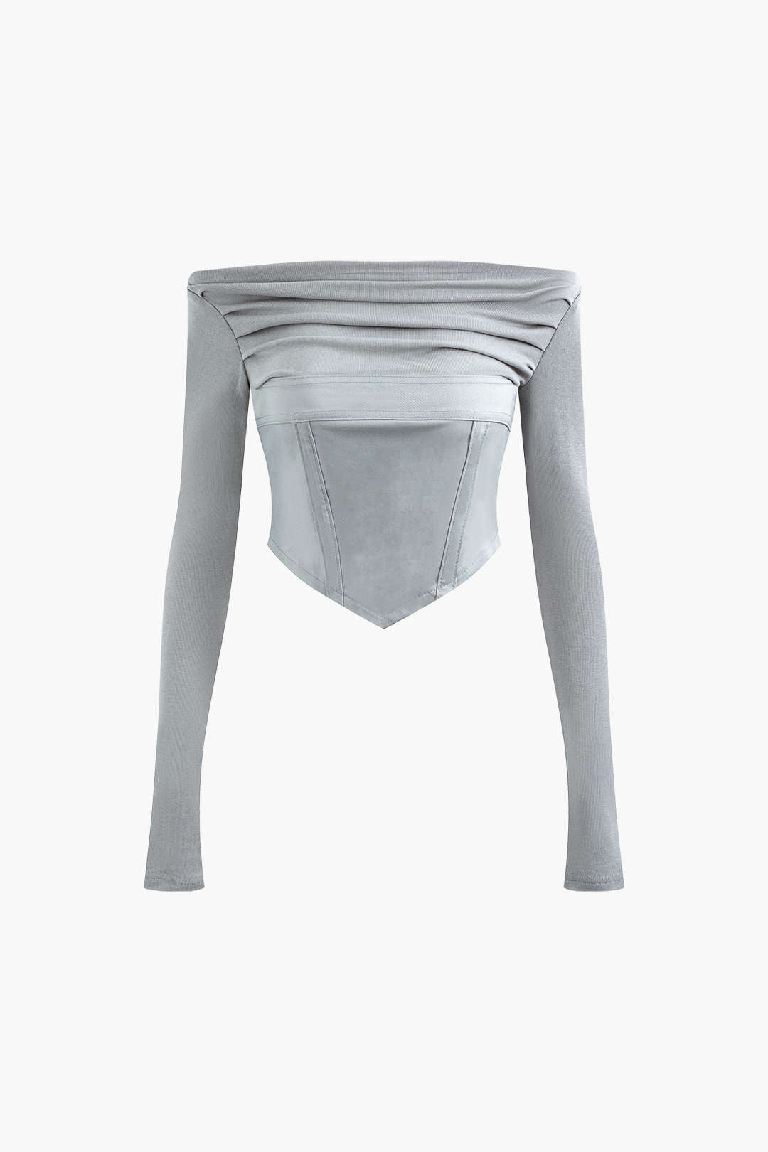 Off Shoulder Asymmetric Ruched Paneled Corset Top