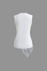 Solid Asymmetrical Hem Ruched Tank Top