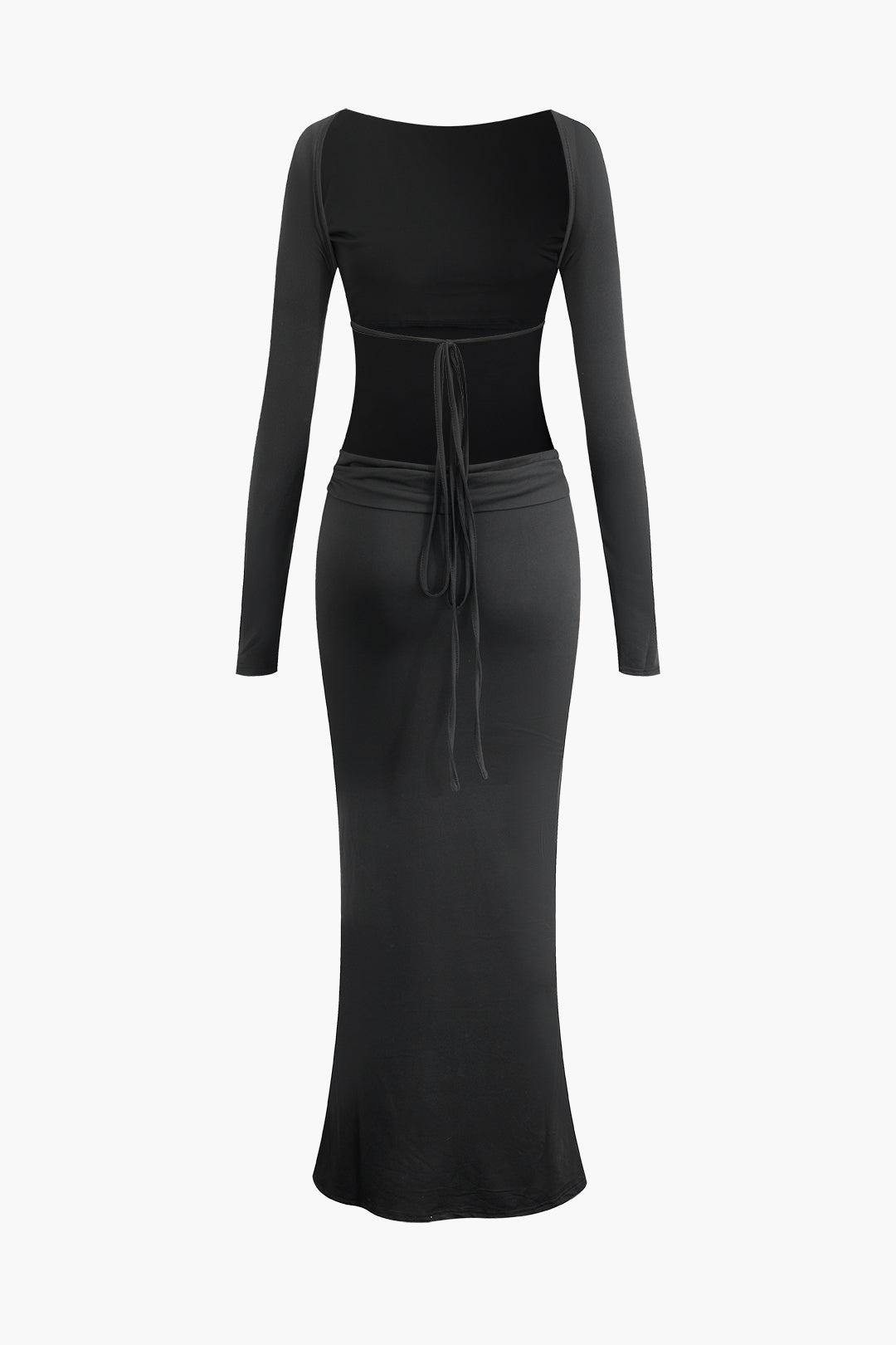 Tie Backless Long Sleeve Maxi Dress