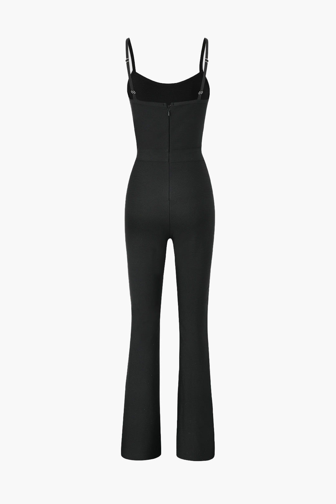 Mesh Panel Flared Leg Jumpsuit