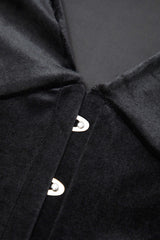 V-neck Velvet Button Up Long Sleeve Top