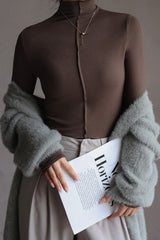 High Neck Seam Detail Long Sleeve Top
