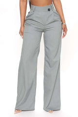 Asymmetric Waist Ruched Straight Leg Pants