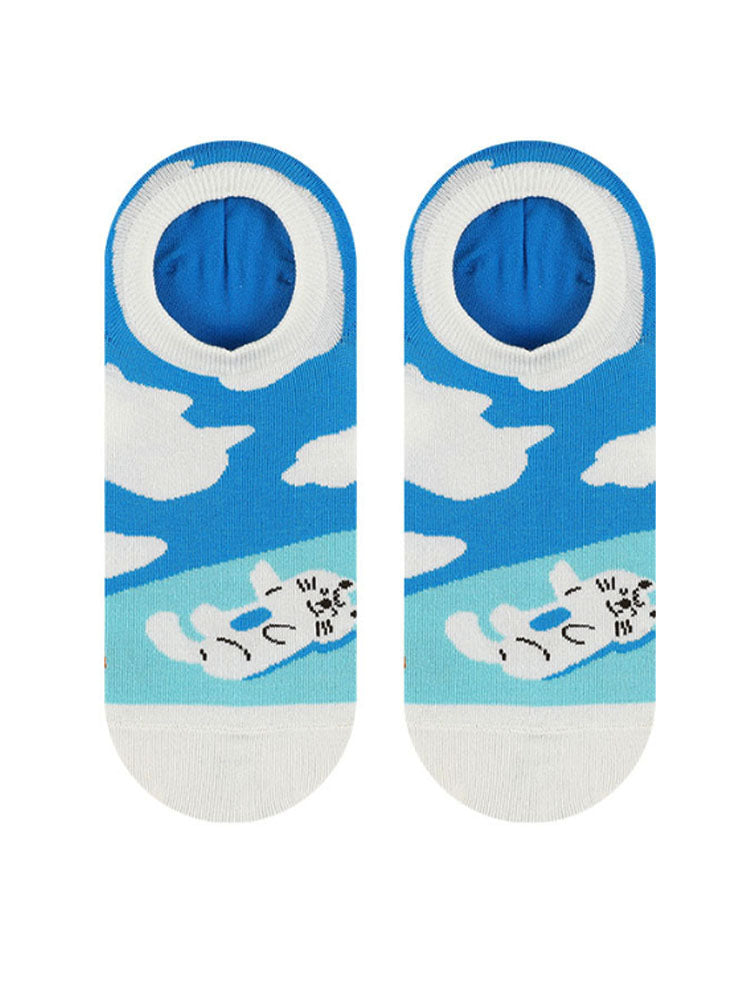 Cartoon Kitty Boat Socks