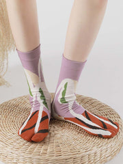 Floral Pattern Split Toe Socks