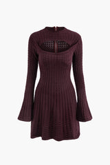 Cut Out Flare Sleeve Knit Mini Dress