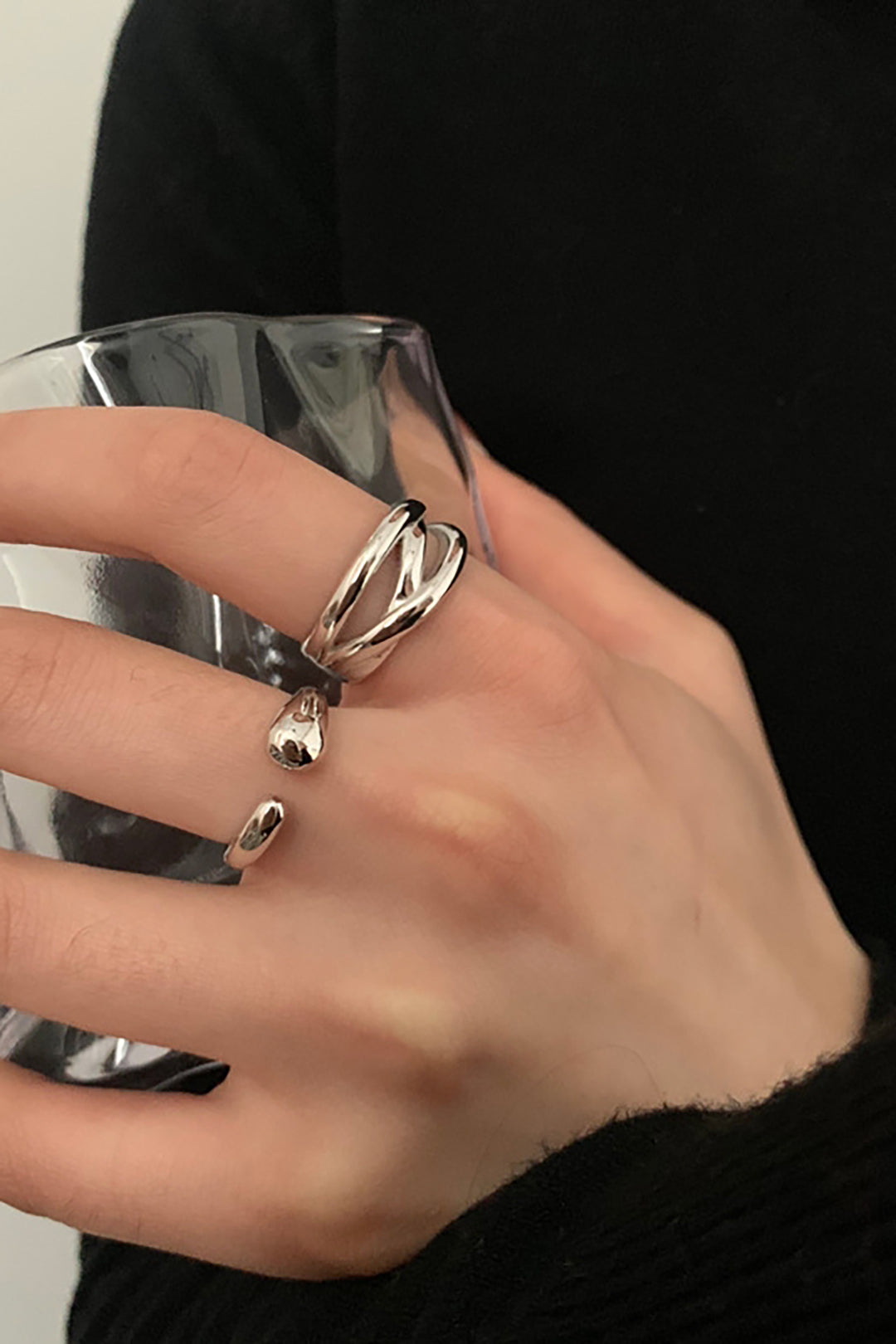 Asymmetric Cuff Rings Set