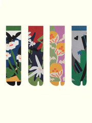 Floral Pattern Split Toe Socks