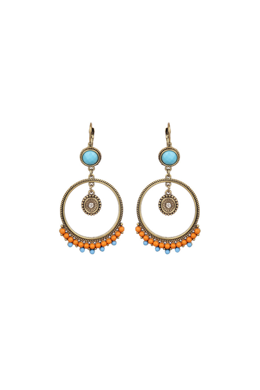 Boho Bead Decor Circle Drop Earrings