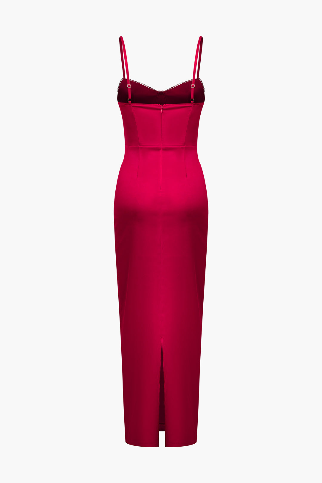 Solid Slip Zipper Slit Bustier Maxi Dress