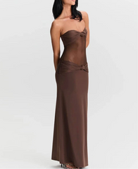 Knotted Mesh Strappy Midi Dress