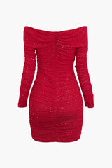 Glitter Cross Front Ruched V-neck Mini Dress