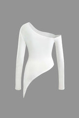 One Shoulder Asymmetric Long Sleeve Top