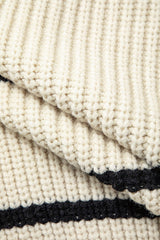 Contrast Stripe Zipper Collar Cable Knit Sweater