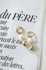 18k Gold Plated Golden Pearl Earrings Gold