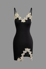 Floral Embroidery Cut Out Slip Mini Dress