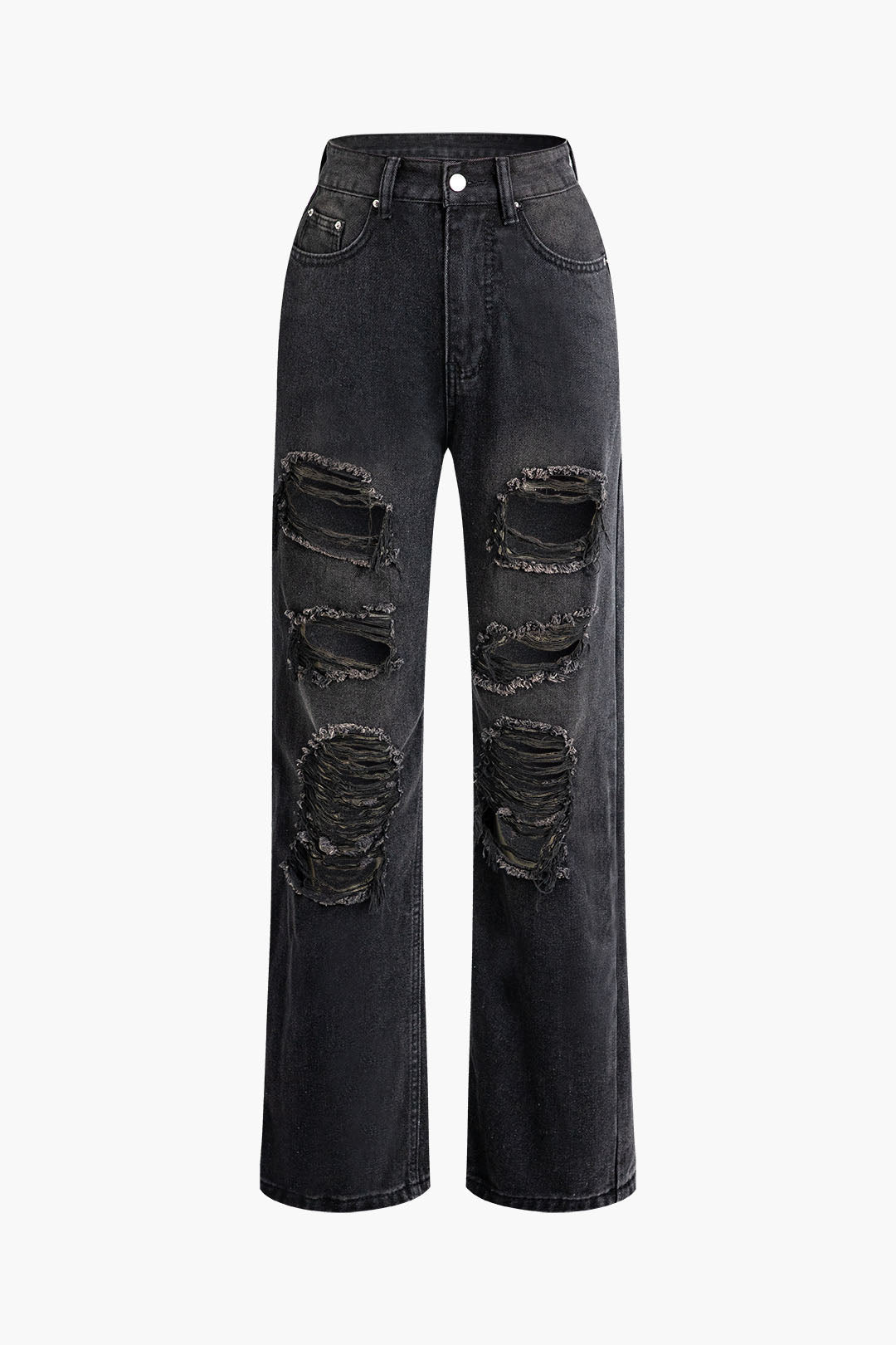 Ripped Straight Leg Jeans